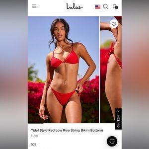 Tidal Style Red Low Rise String Bikini Bottoms Lulus